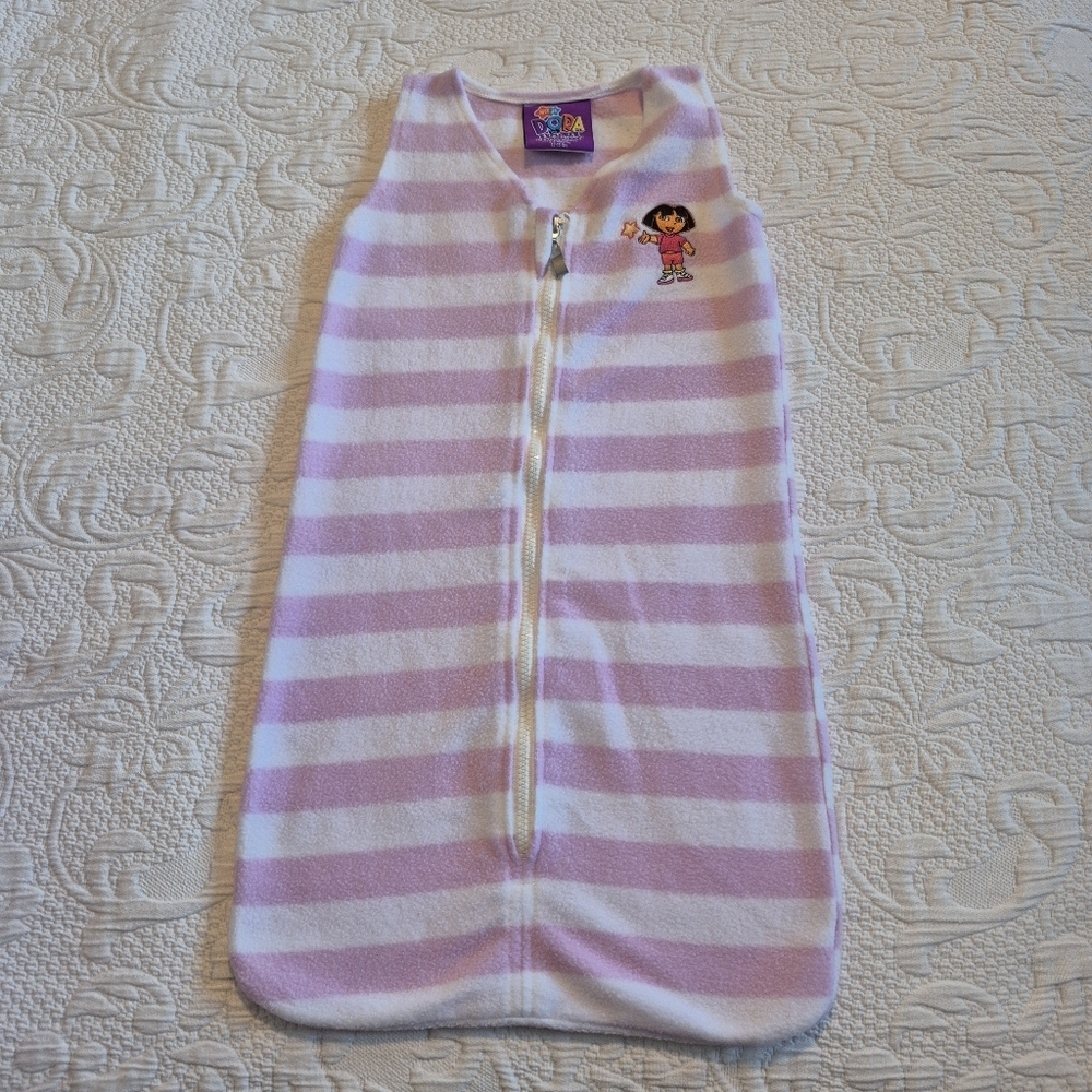 Dora the Explorer 3-6 months pink and white stripe sleep sack GUC